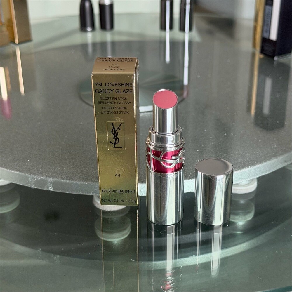 YSL Loveshine Candy Glaze Lip Gloss Stick 44 Nude Lavallière With Box